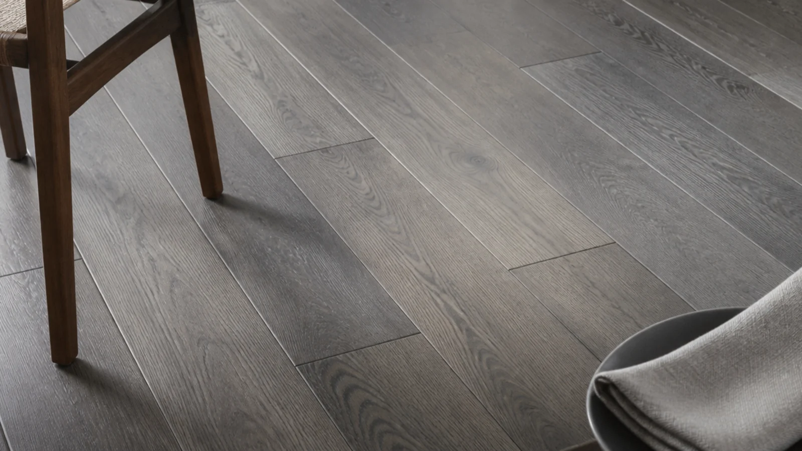 reactive stained oak with cloudy grey tone varying board to board