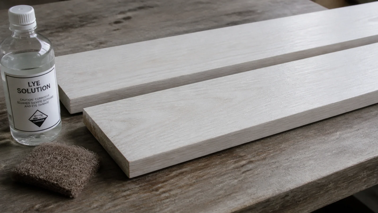 lye treated oak holding a raw pale tone under a white pigmented oil
