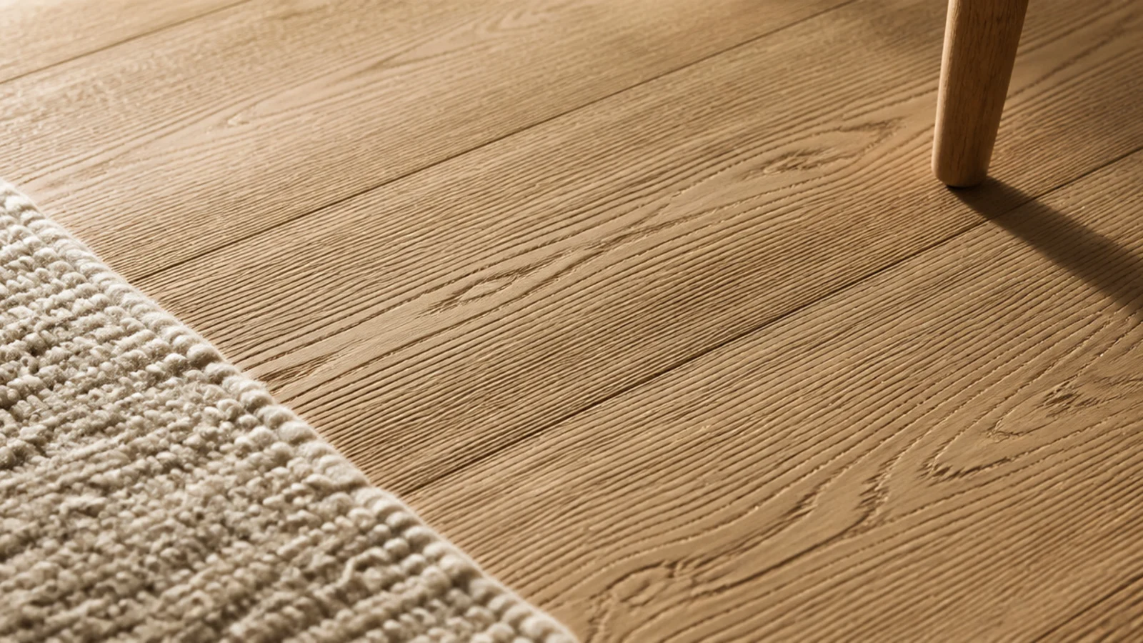 brushed oak wooden flooring texture catching low light across open grain