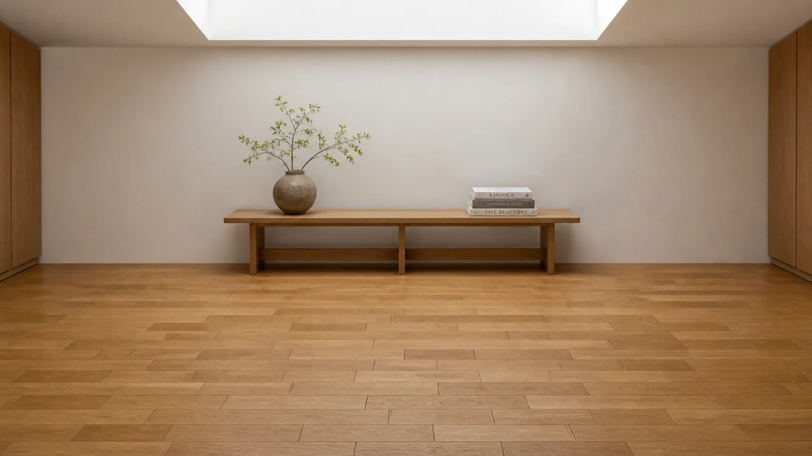 parquet blocks laid in a simple brick bond across a calm room